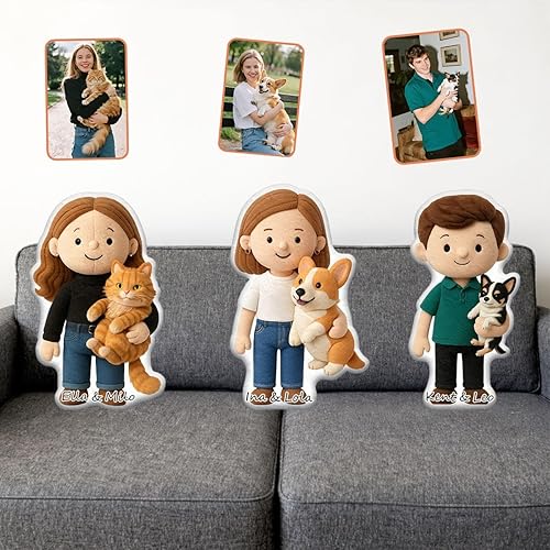 Miniatura 2 de Almohada personalizada de muñecas de dibujos animados, almohada personalizada que se parece a ti, almohadas Mini Me con cara y nombre para familia