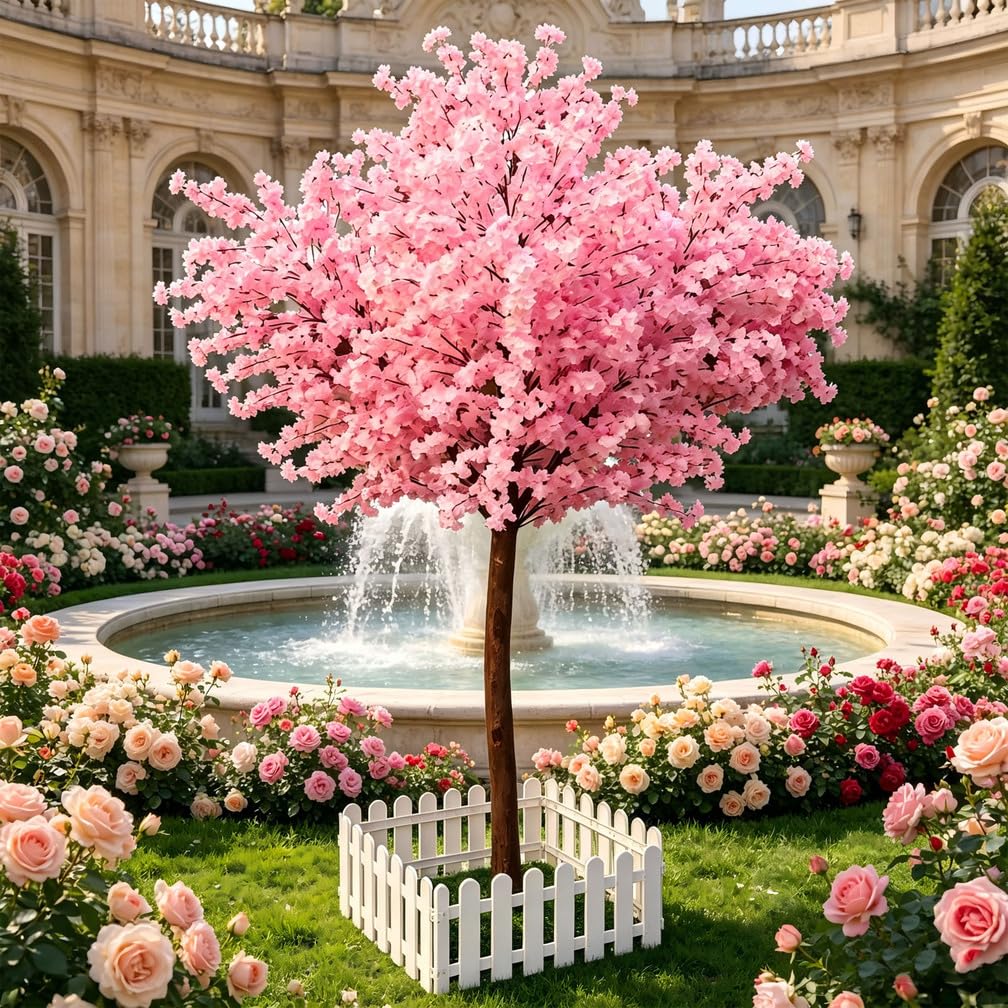 Árbol de cerezo artificial, hecho a mano, flores rosas para decoración de bodas en interiores y exteriores, 250 cm, perfecto para decoración del hogar y eventos