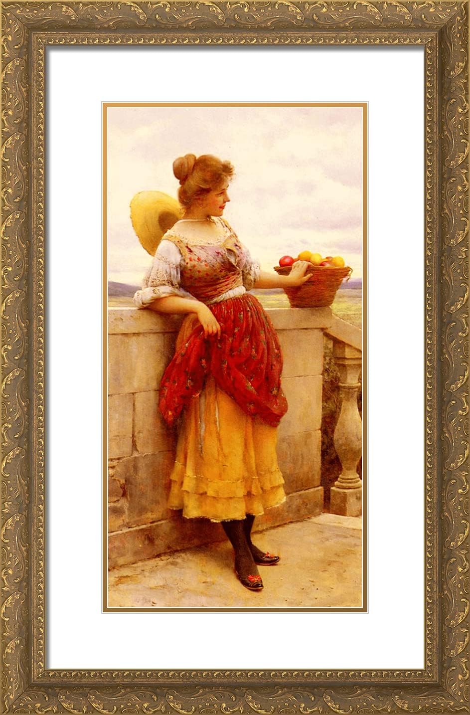ArtDirect De Blaas, Eugene 16x24 Gold Ornate Framed Art Print with Double Matting Titled: Pleasure-ARC-06262