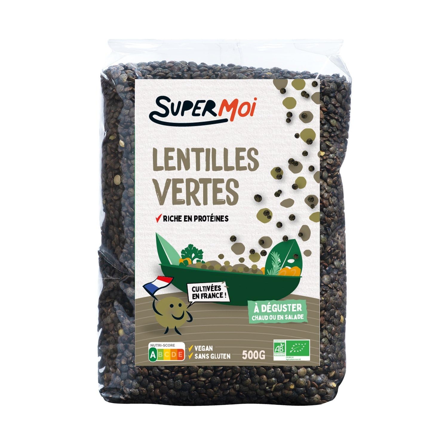SUPERME – Lentilles Vertes Bio, Saveur Authentique et Texture Fondante pour Recettes Saines (500g) - lot de 3 - Vendu par Lot