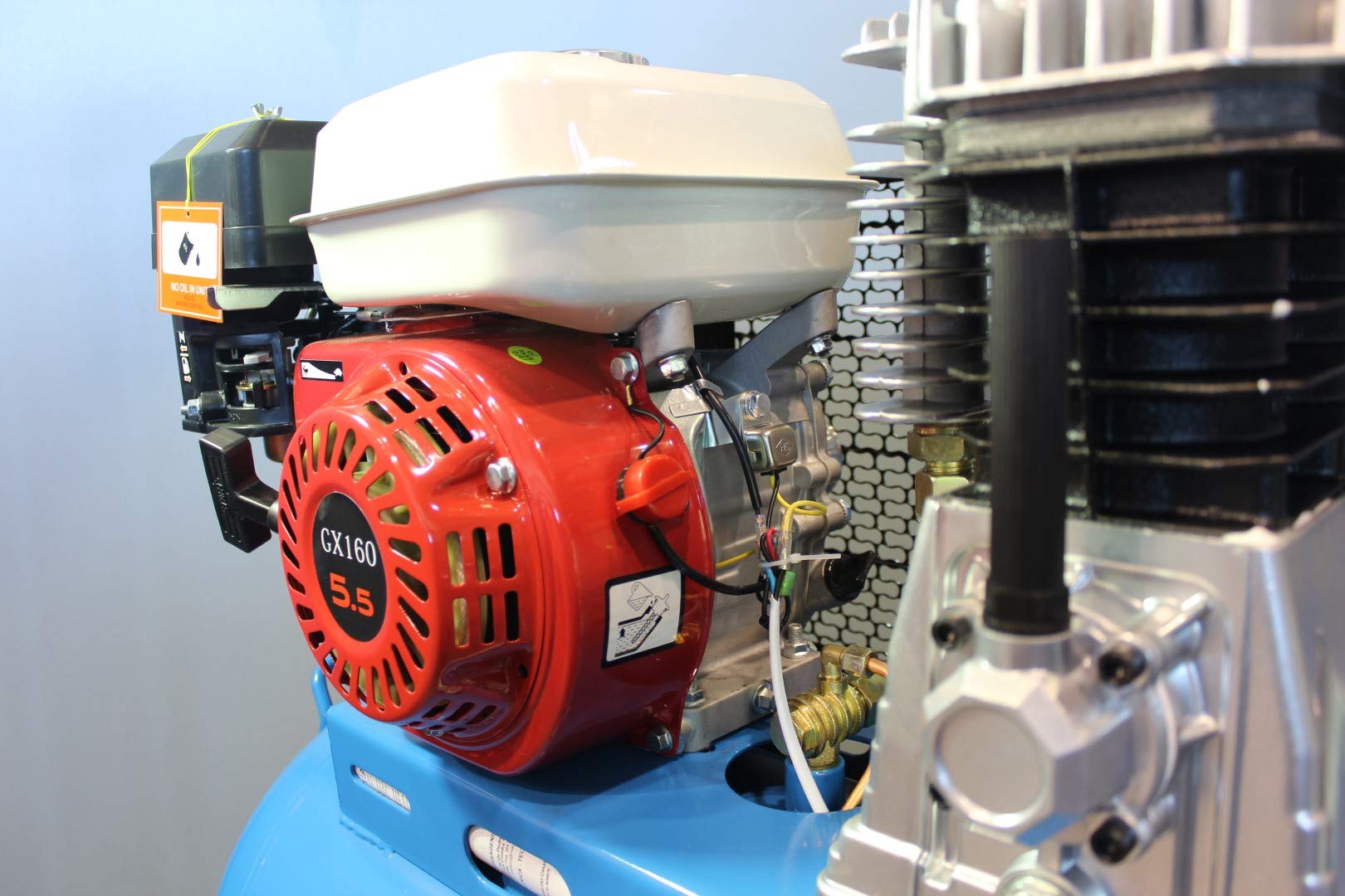 Compresor de Aire - Con Correas - Gasolina + Eléctrico - 150L 5.5/3HP - Ideal para trabajos en lo exterior