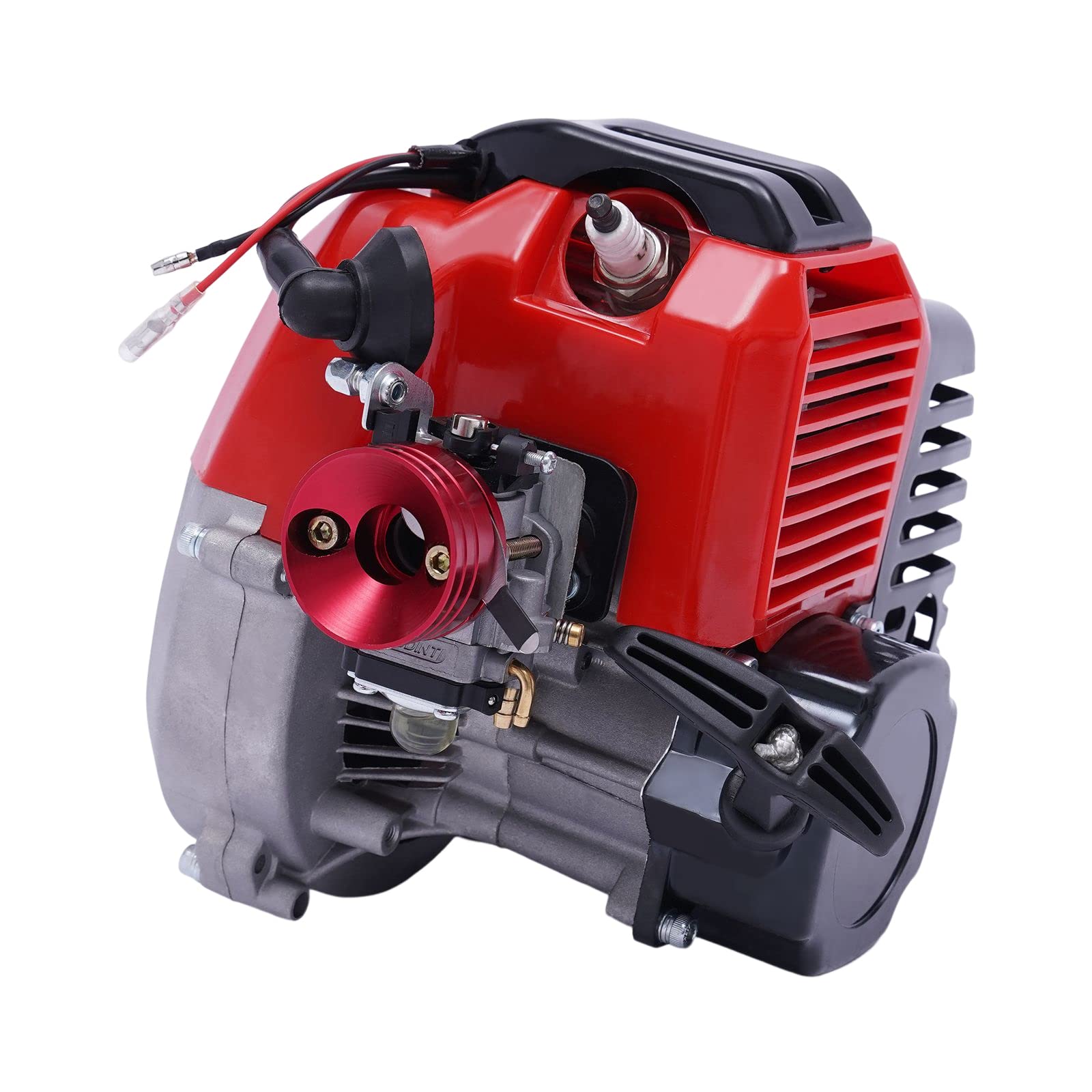 2 Stroke Engine Motor Kit 49CC Gas Petrol Bike Engine Motor Gas Scooter Engine Throttle Cable Grip Kit, Single-cylinder Gas Engine with Pull Start for Vapor Scooter