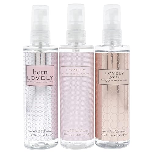 Miniatura 2 de Lovely by Sarah Jessica Parker - Juego de regalo de 3 piezas de 4 onzas en aerosol corporal encantador de 4 onzas, spray corporal Born Lovely de 4
