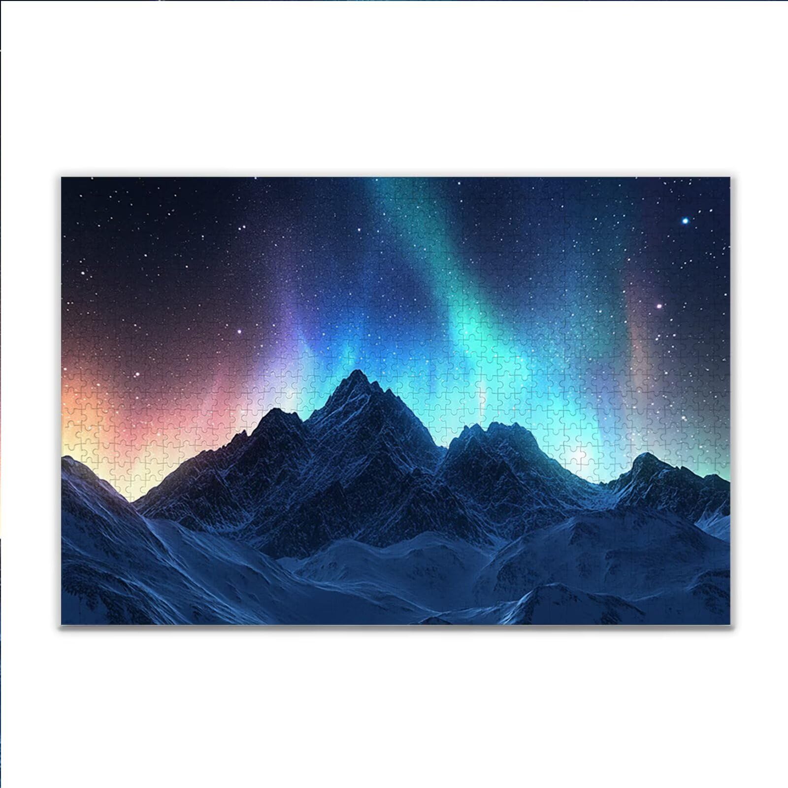 Puzzle 2000 Piezas Adultos Puzzle Aurora Montaña Rompecabezas Adultos XXL 100 x 70cm, Impossible Rompecabezas, Jigsaw Arte Juego Educa Familiar Aliviar El Estrés, Regalos para Hombres y Mujeres S-4