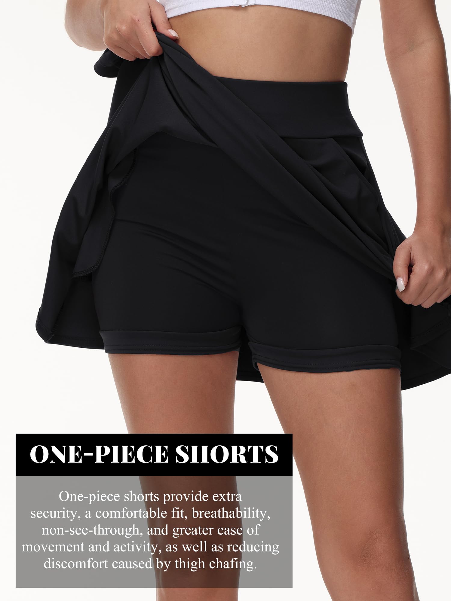 Falda básica para Mujer y niña, Falda Negra, Minifalda Skater con pantalón, Bolsillo, versátil, elástica, Informal, Falda de Tenis para Mujer