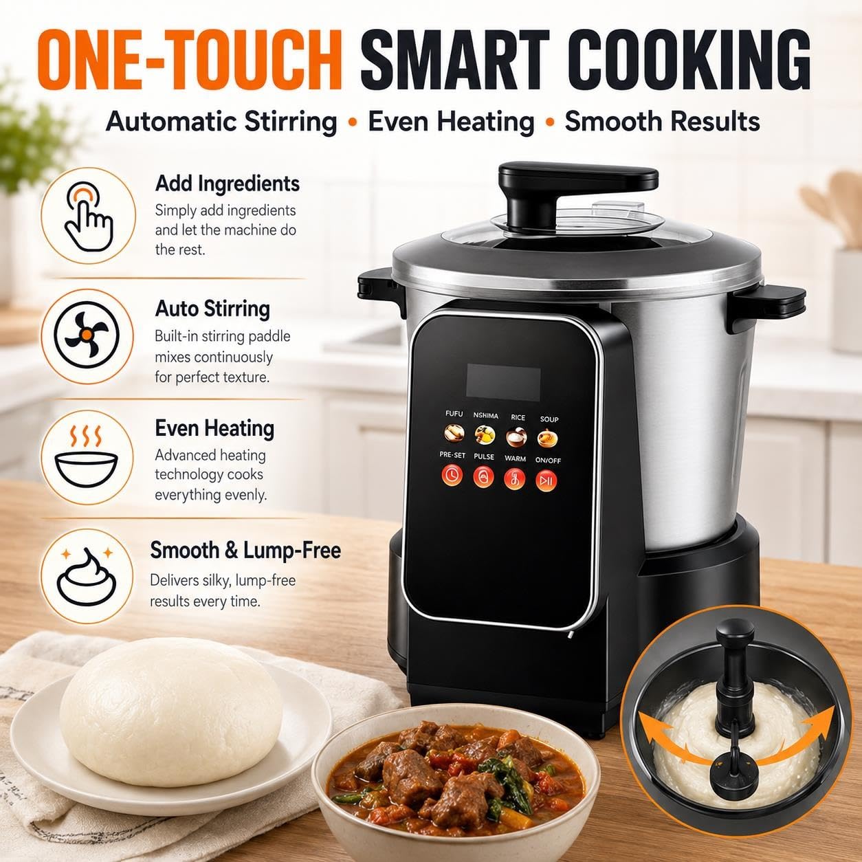 Fabricant De Fufu À Couple Élevé, Machine De Cuisine À Igname Pilée