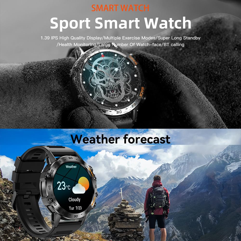 K52 Smart Watch con BT Call Step 1 39 IPS Schermo Impermeabile Sport per Android iOS Salute