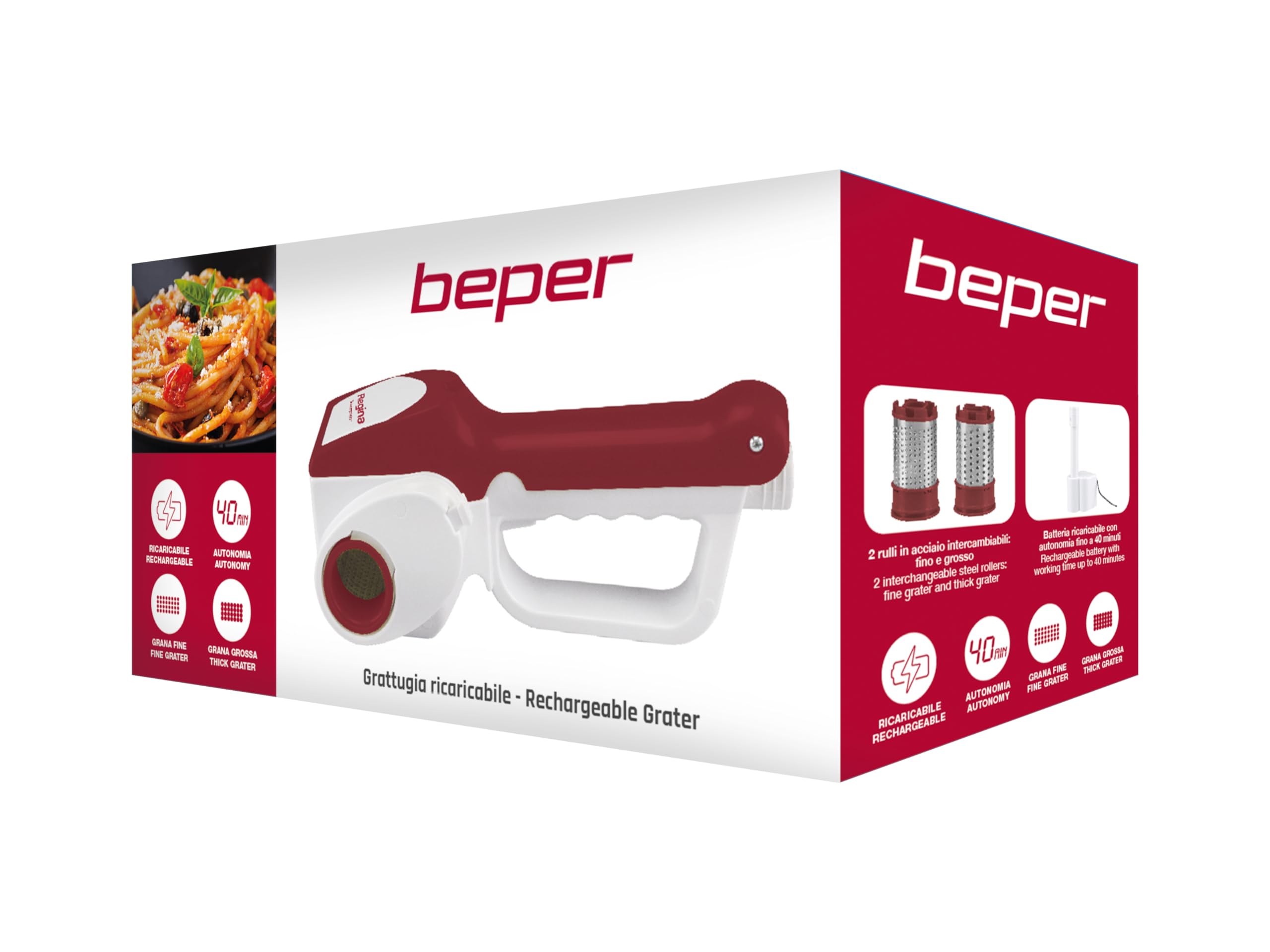 BEPER 90.071 Wiederaufladbare Reibe, Gelb/Weiß