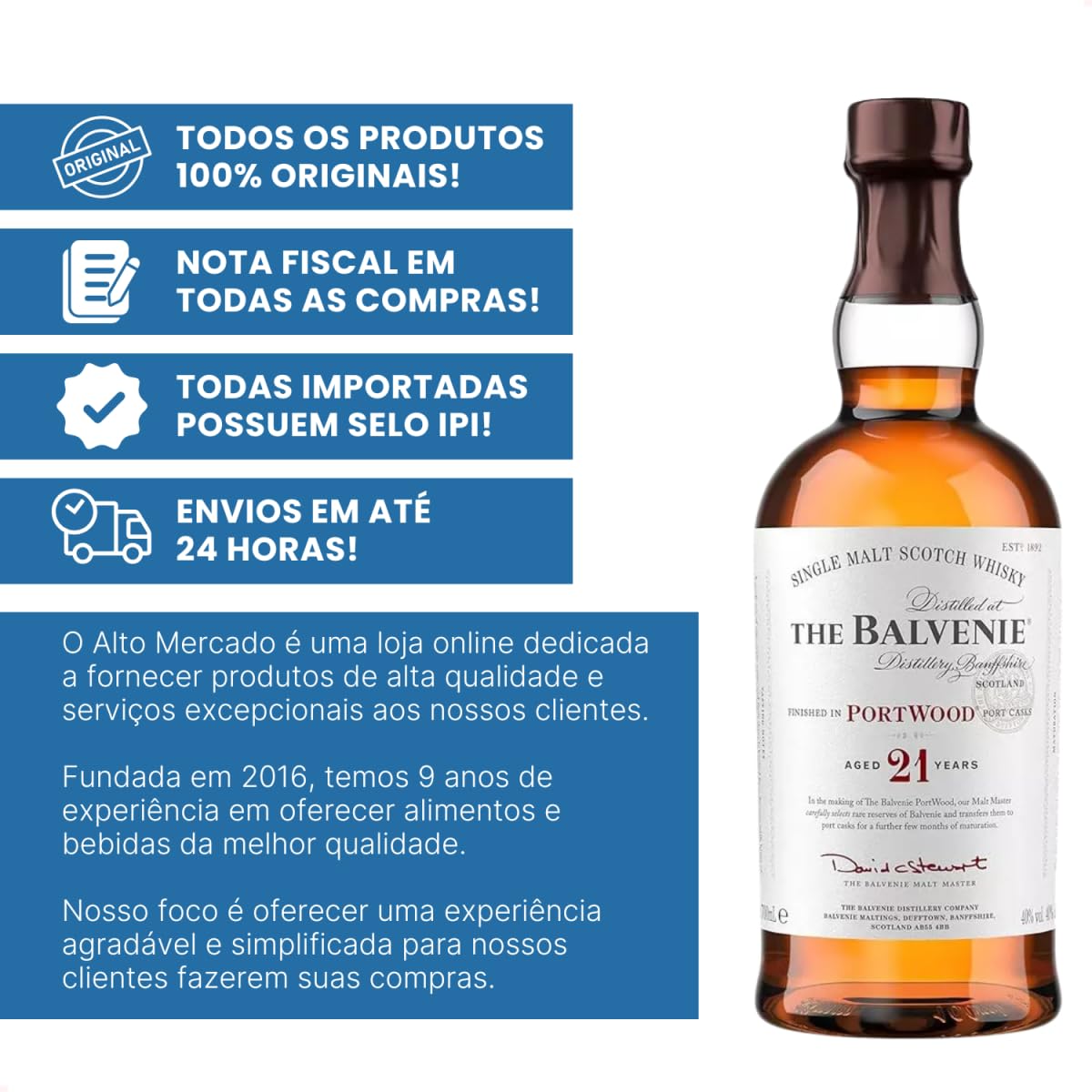The Balvenie Whisky Single Malt Scotch 21 Anos, 700 ml | Amazon.com.br