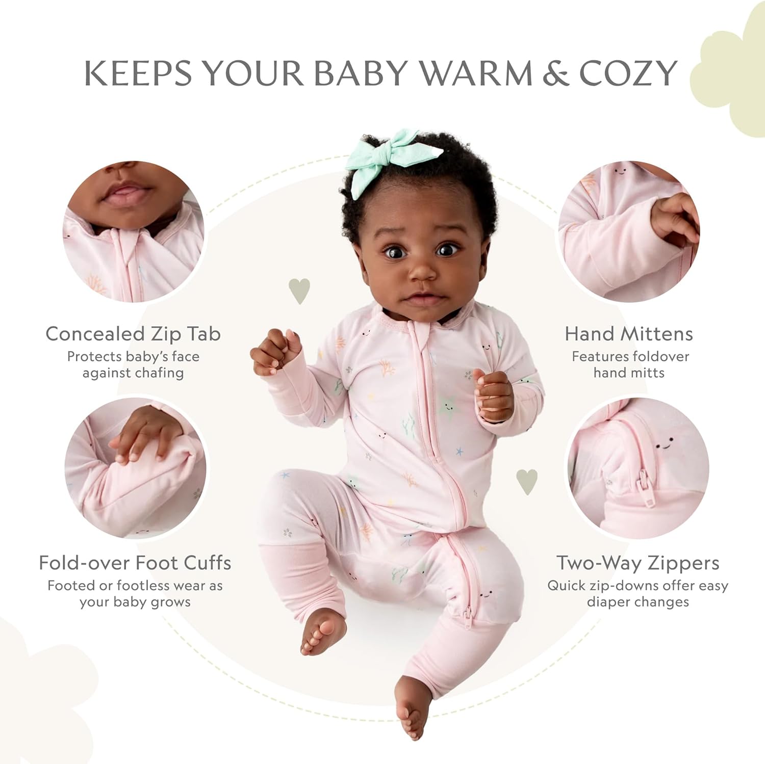Bamboo Little Ultra-Soft Convertible Baby Romper - Gender Neutral Infant Clothes with 2-Way Zipper, Footless Sleepwear
