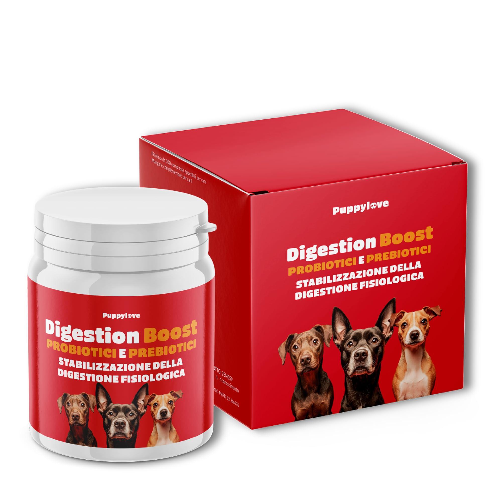 Puppylove Digestion Boost – Fermenti Lattici per Cani e Per Gatti - 100 Compresse – Probiotici e Prebiotici - Supporto Digestivo Naturale – Formula Adatta a Cani e Gatti di Tutte le Taglie