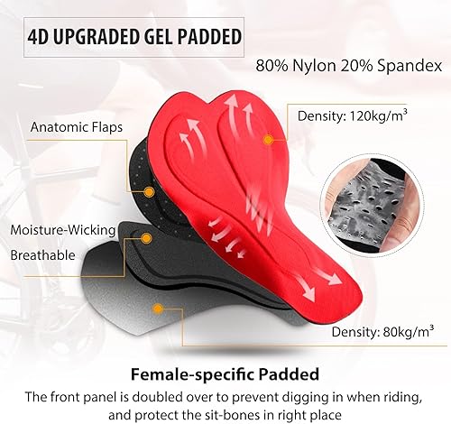 Miniatura 6 de baleaf Pantalones cortos para ciclismo con acolchado 4D para mujer, ropa interior de gel para ciclismo, bolsillos