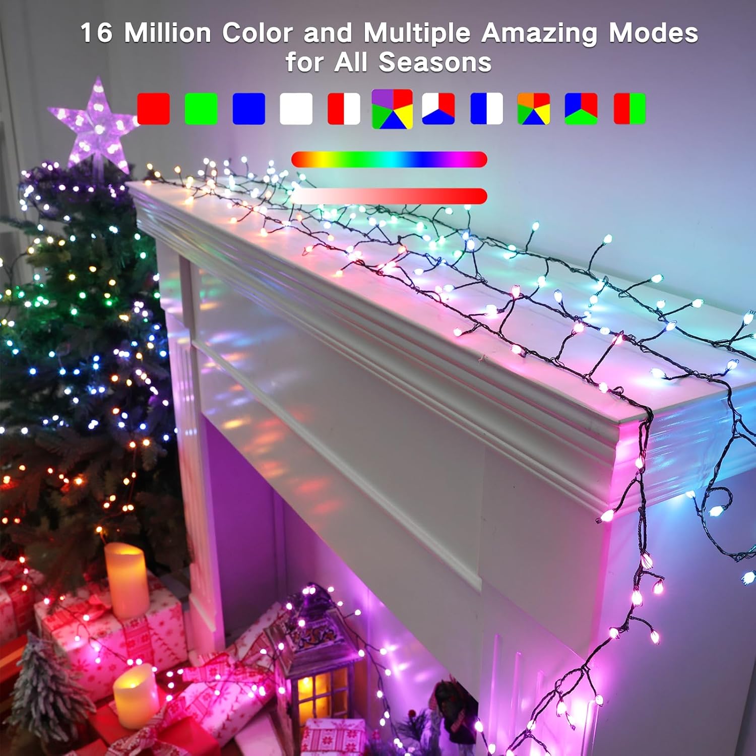 Brizled Smart Cluster Christmas Lights, 19.68FT 200 LED WiFi Cluster Fairy Lights, App Controlled RGB Color Changing Christmas Lights Works with Alexa Google Home for Holiday Xmas Party Indoor Outdoor