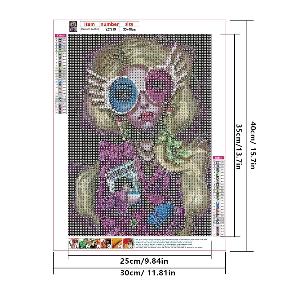 DCIDBEI Kit Diamond Painting 5D 30x40 Cm – Donna Con Occhiali Da Sole – Fai Da Te Con Tela E Strass Rotondi