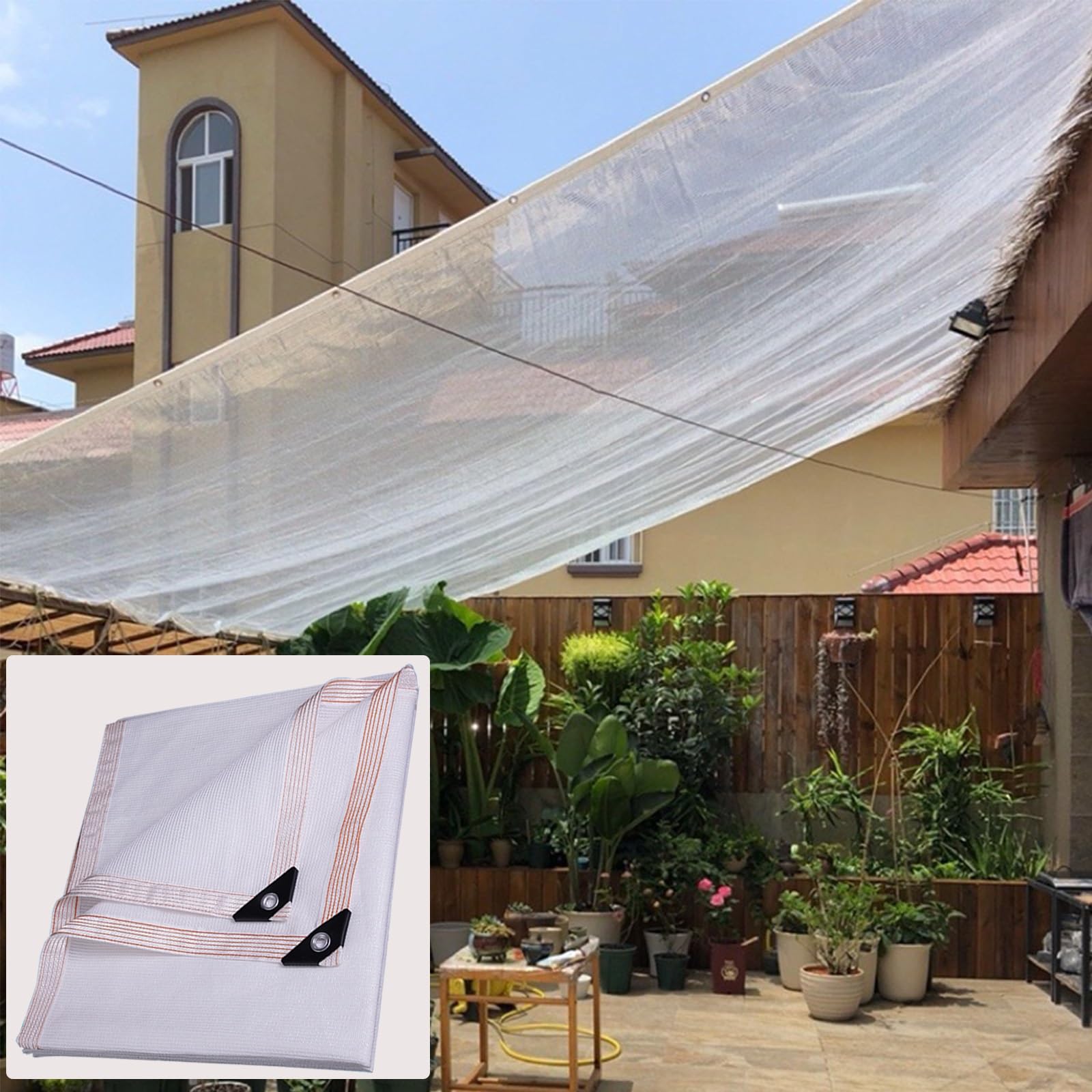Filet pare-soleil pour terrasse à boucles de corde installation facile