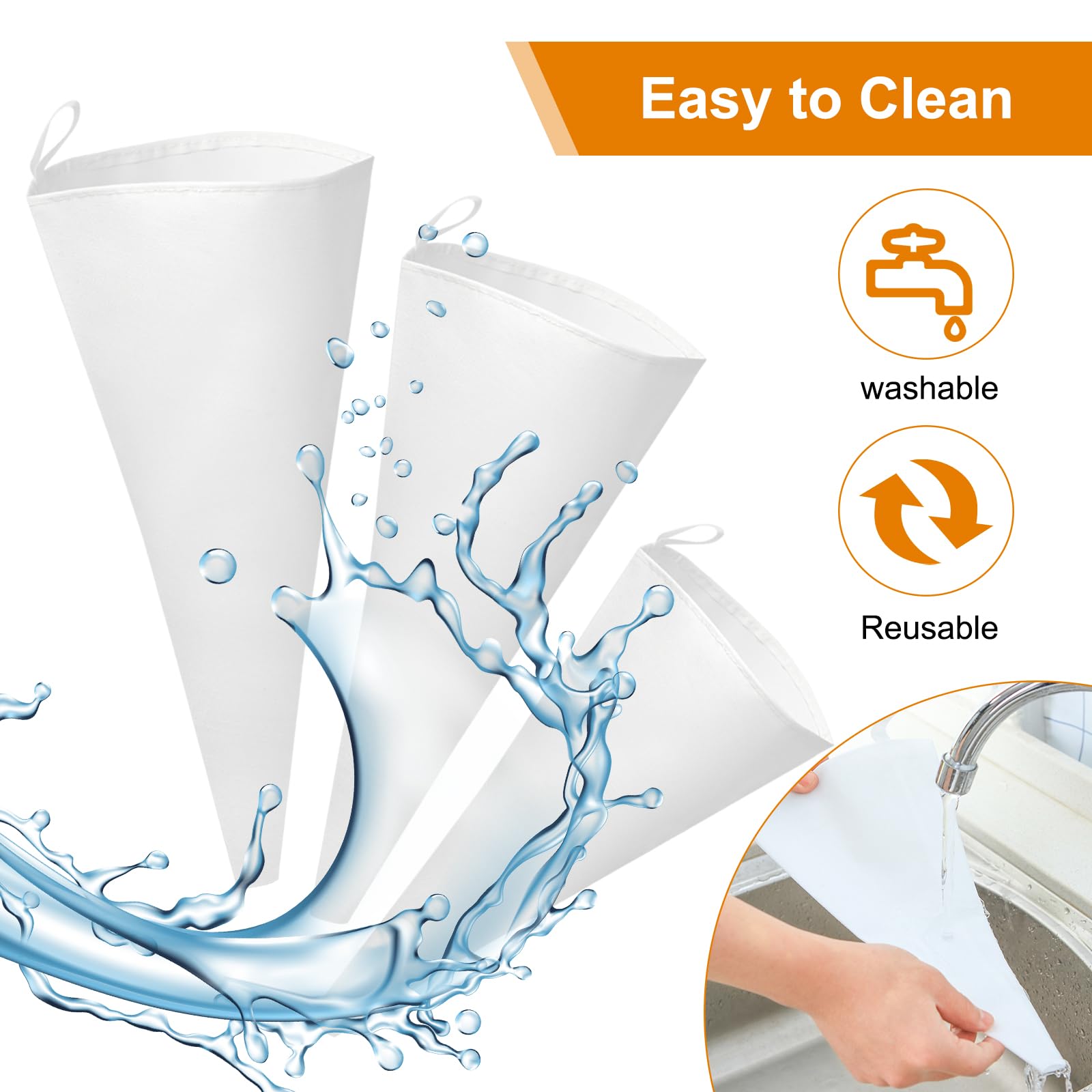 Beccucci Sac A Poche Kit Poche à Douille Réutilisable Premium - 2 Poches Coton 40cm + 7 Douilles Inox, Pro Pâtisserie Poche A Douille Patisserie Professionnelle