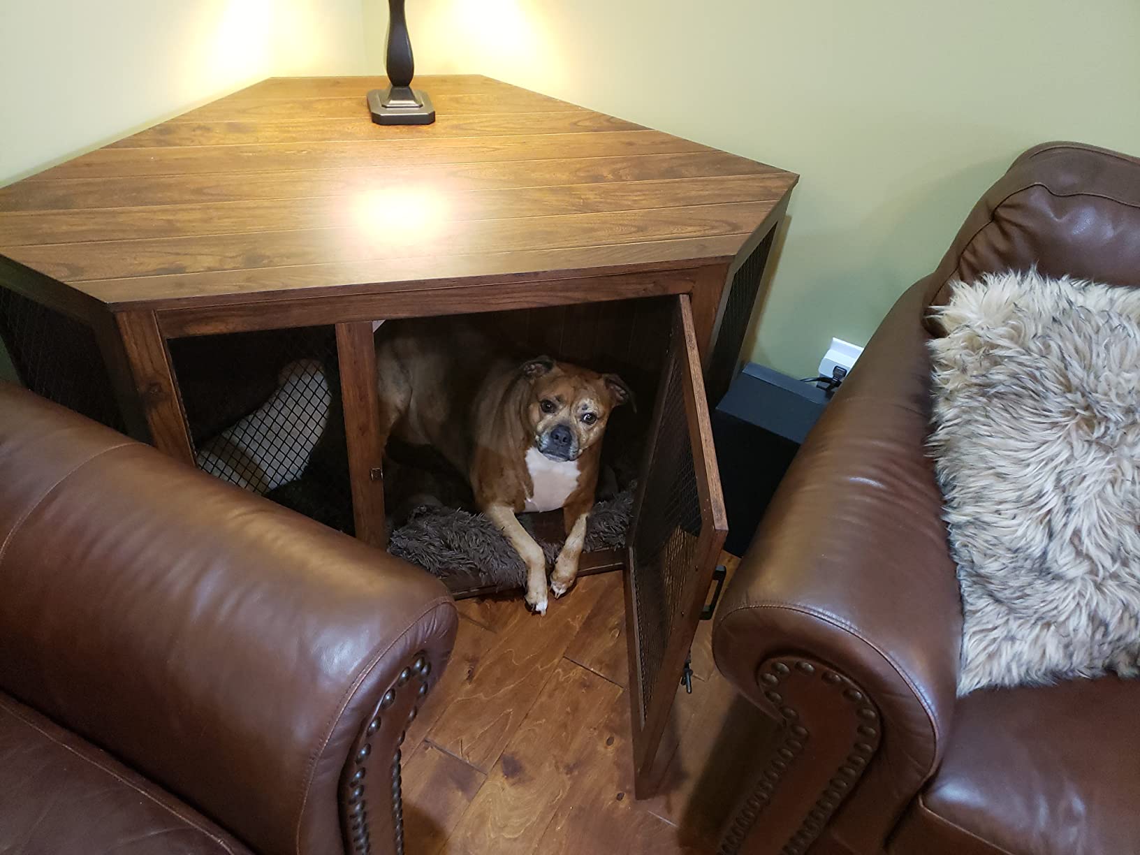 33/mo Finance unipaws Furniture Corner Dog Crate with Cushion, Dog