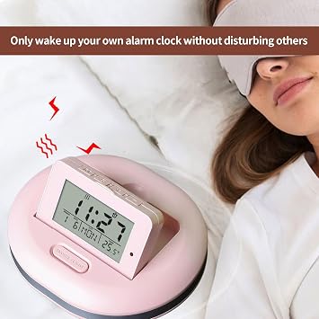 Bed Shaker Alarm Clock - Vibrating Wakes Up, Responsive Touch Buttons, Powerful Vibration Mechanism with Customizable Settings | Ideal for Deep Sleepers Seniors Hearing Loss Dorm Bedroom Use