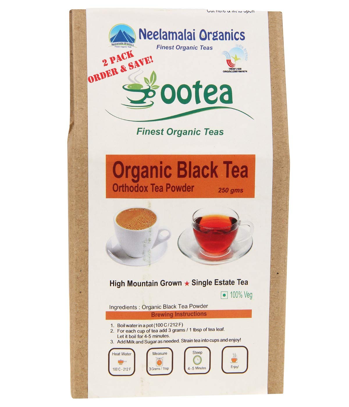 Organic Black Tea (Pack of 2 - 250g Each / Small Broken Leaves/BOP Grade)-image-13