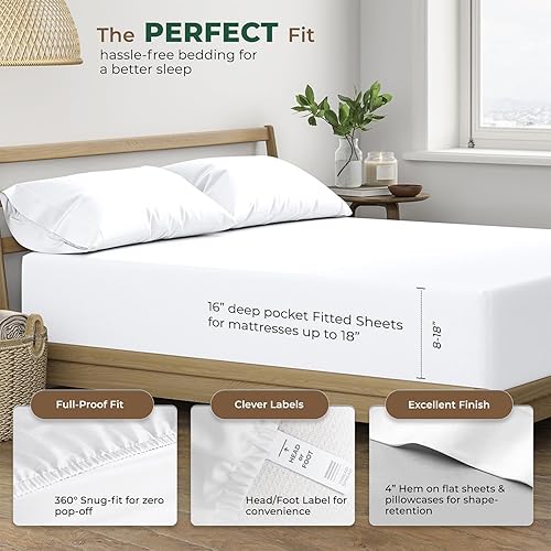 Miniatura 4 de THREAD SPREAD 100% Algodón Orgánico de Tamaño Completo - Juego de sábanas de 4 piezas de algodón orgánico de tamaño completo con tejido percal,