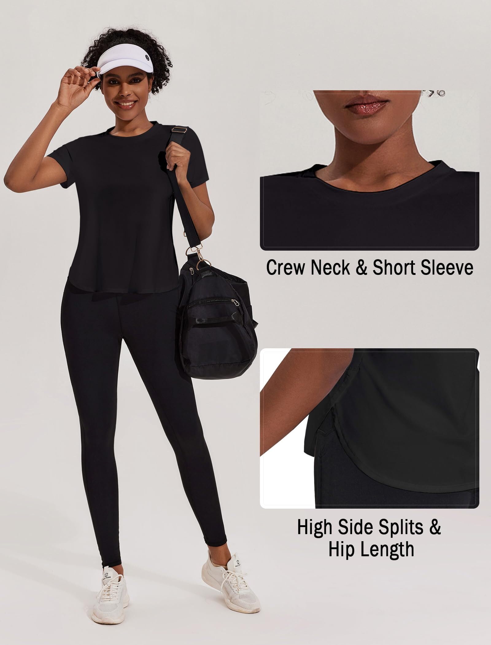 PINSPARK Camiseta Deportiva de Manga Corta para Mujer con protección Solar UPF 50+, Camiseta Deportiva de Secado rápido con protección UV, Shirt Holgada y Transpirable para Yoga - 5