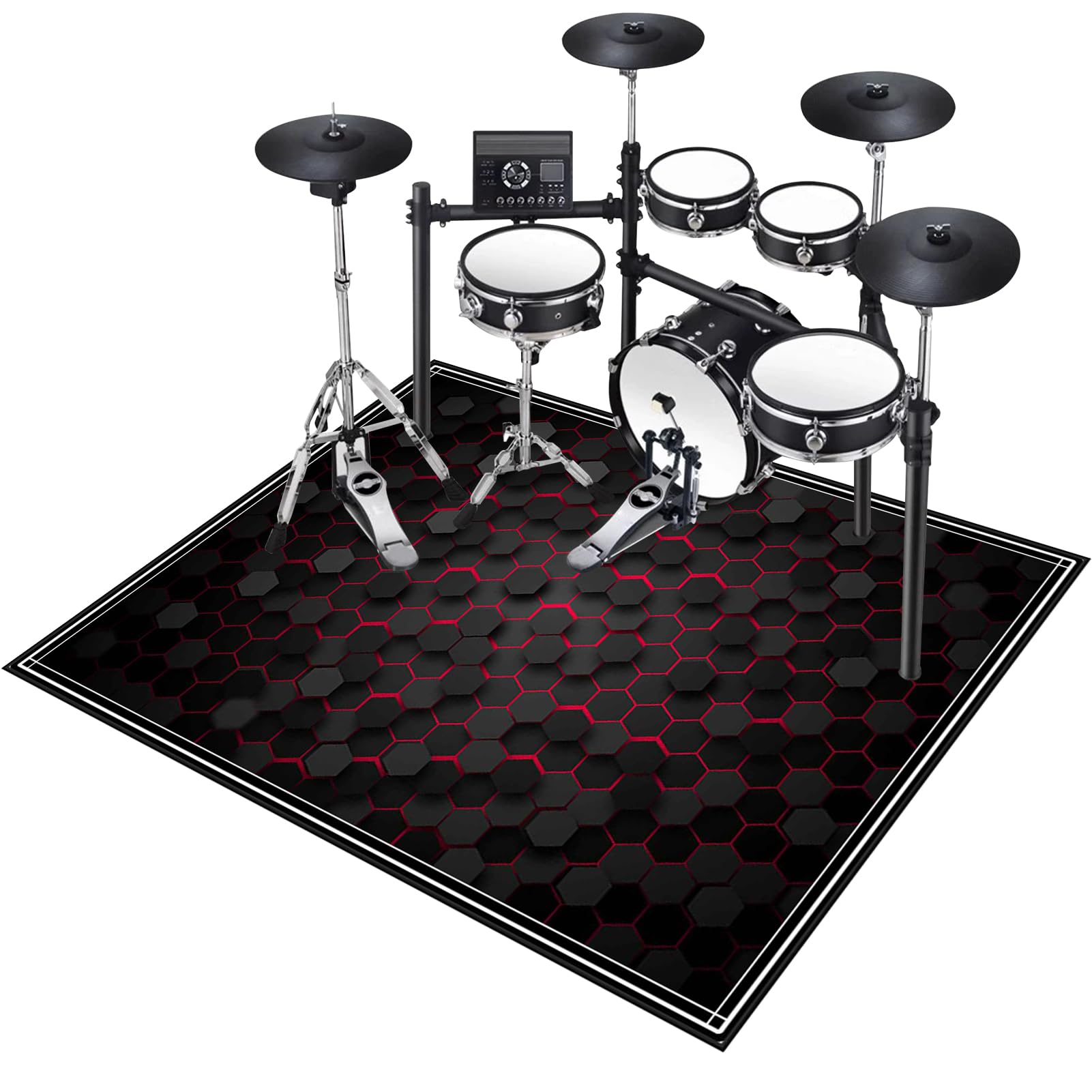 Schlagzeugteppich Schlagzeug Teppich Schallschutz Teppich Schallschutzmatte Drum Rug Drum Matte Trommelteppich Quadratische rutschfeste Trommel Teppiche für Bass Drum Snare Drum Teppich 210 x 180 cm