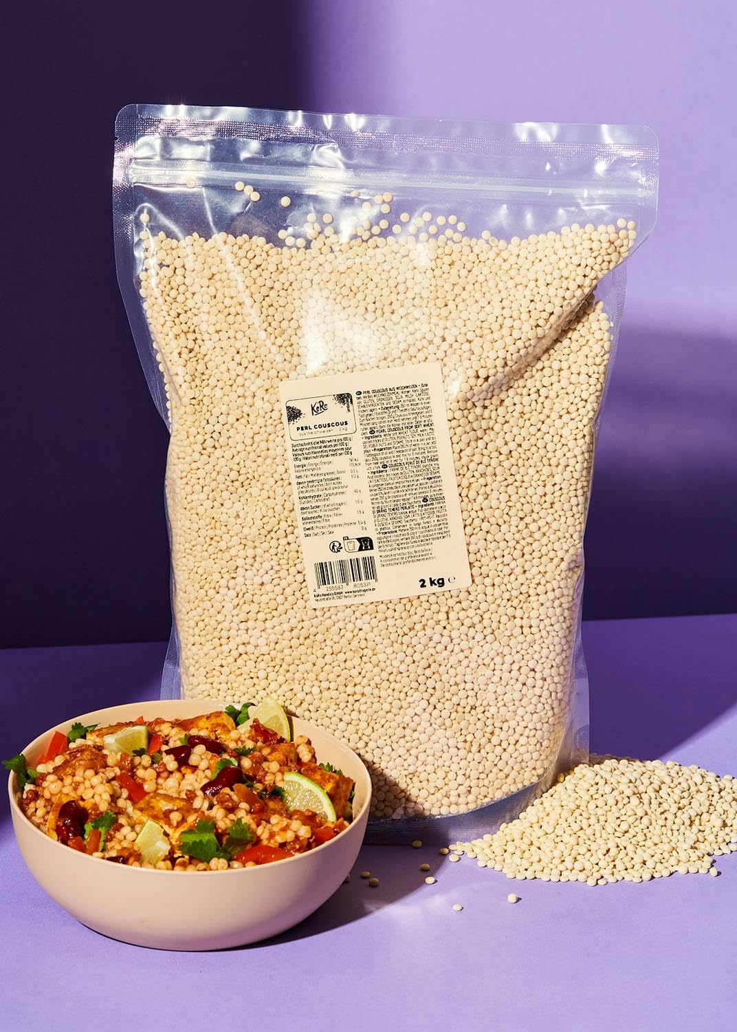 KoRo - Perl Couscous 2 kg - Utilisation multiple - Vegan - Préparation rapide