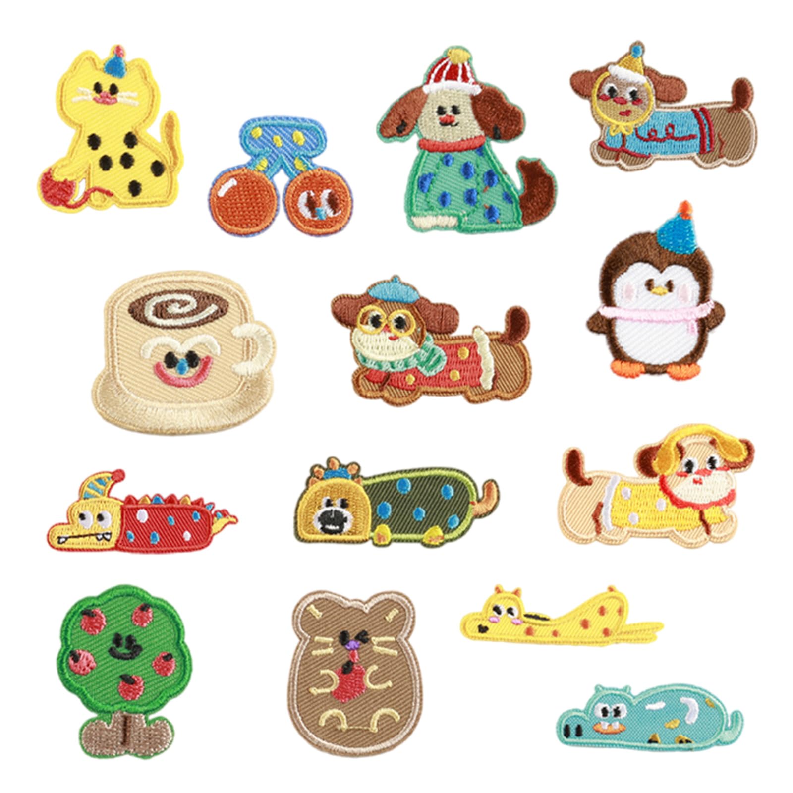 Jazuaiao 14 Pcs Dogs Embroidered Patches Cartoon Animal Iron On/Sew on Patches Garment Accessories for Jeans Bag Hat Cartoon Animal Embroidered