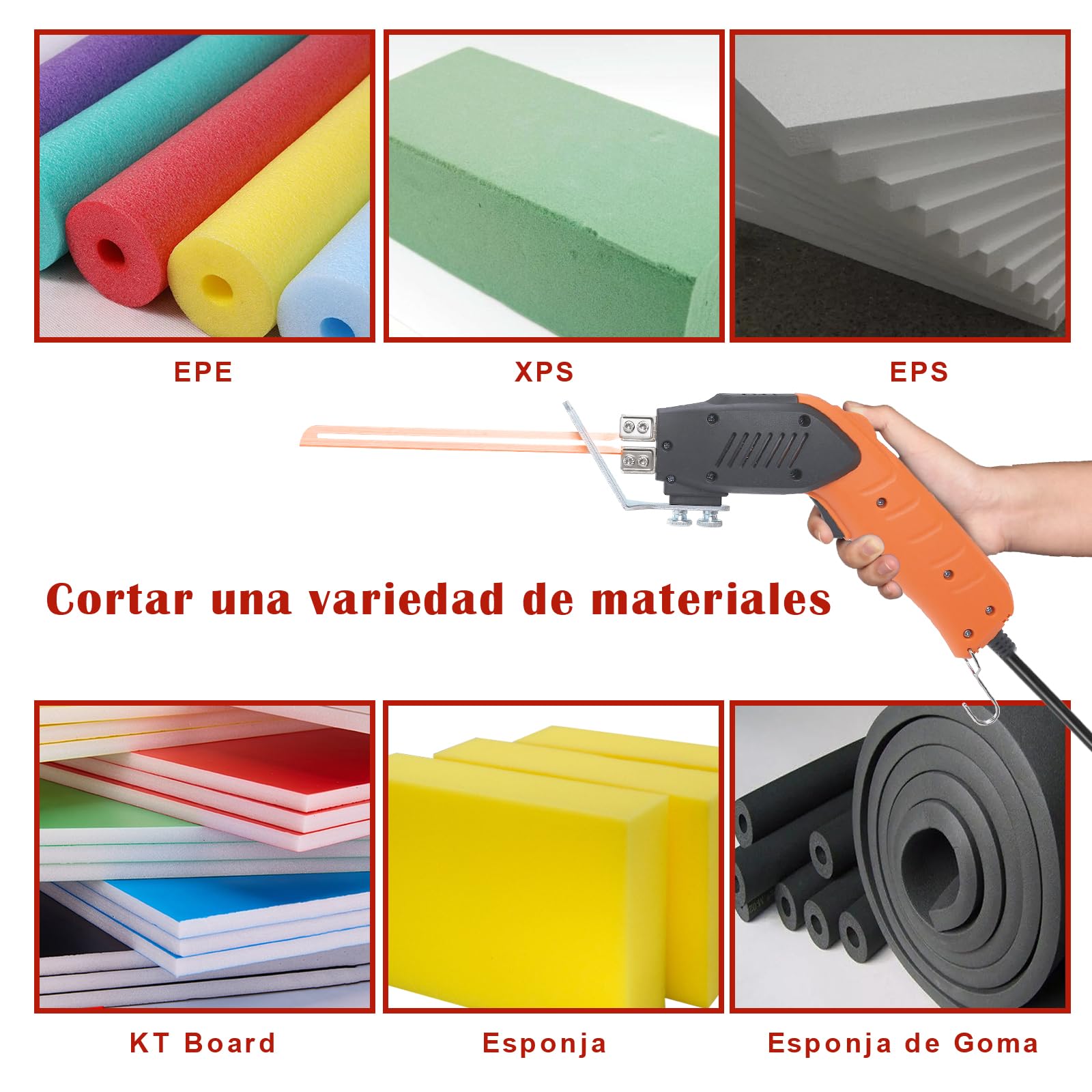 200W Cortador de Espuma con Enfriamiento por Aire, Máquina de Corte de Polietileno con 3 Cuchillas de Corte para EPS, XPS, PVE, EPE, KT