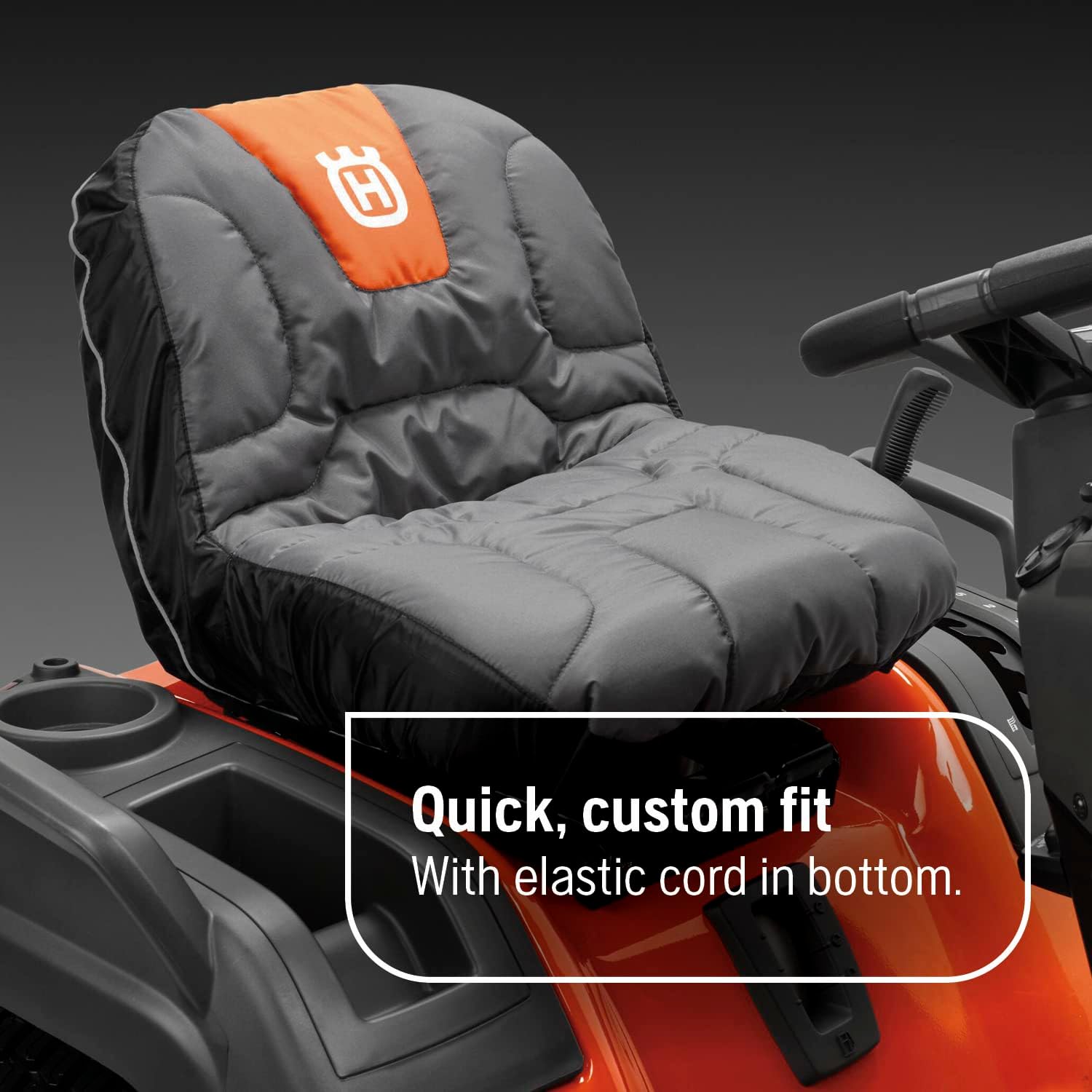 Husqvarna Lawn Tractor Seat Cover, Fits Up to 15 Inch High Seats, Durable, Water-Resistant Riding Lawn Mower Accessories, Orange/Grey