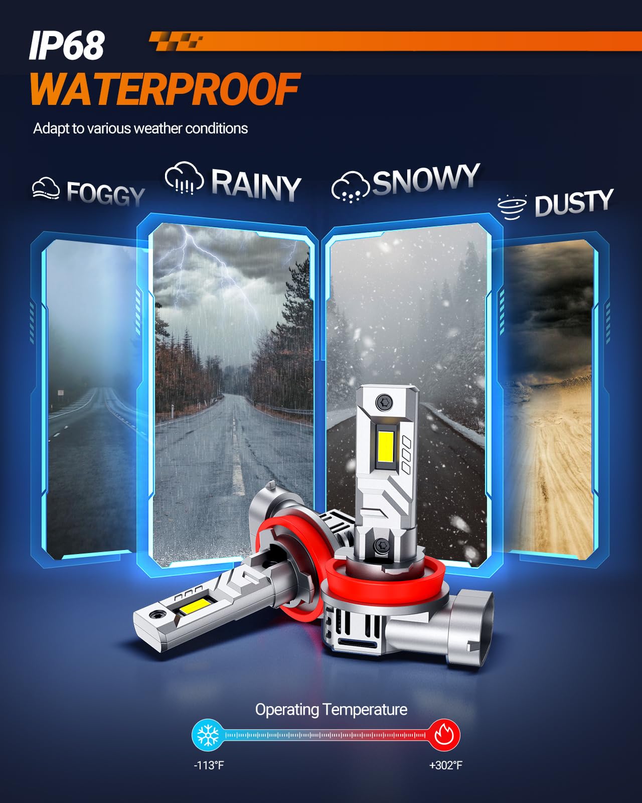 SEALIGHT X1S H11 H8 H9 LED Headlight Bulbs, 800% Super Bright LED Bulbs, 1:1 Mini Size Plug and Play, 6500K Cool White Halogen Replacement, Pack of 2 - 4