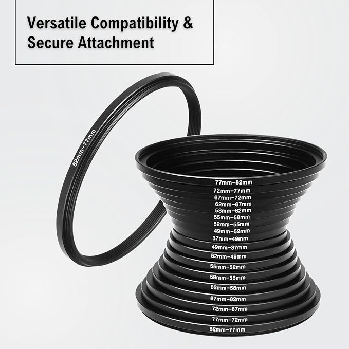 Set de 18 anillos adaptadores para filtros de cámara miniatura 4