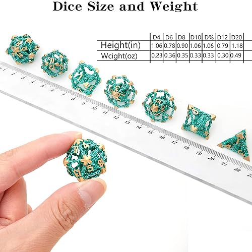 Miniatura 3 de LDICEK DND - Juego de dados de metal DND, dados de metal huecos, dados de 7 piezas, juego de dados poliédricos steampunk para RPG, MTG, Pathfinder,