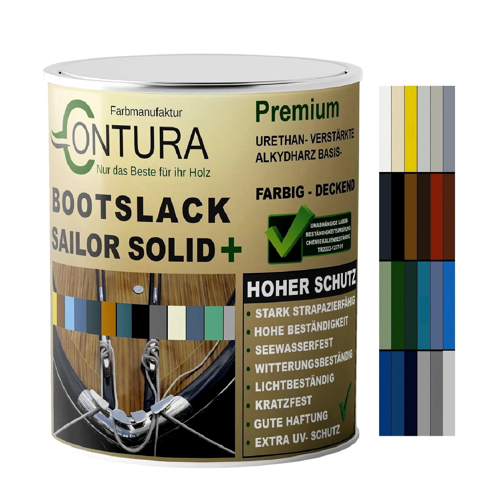 Contura Bootslack Farbig SEIDENMATT Yacht- Buntlack Metall Holz GFK Holzlack Boot Farblos (Farblos, 1 Liter)