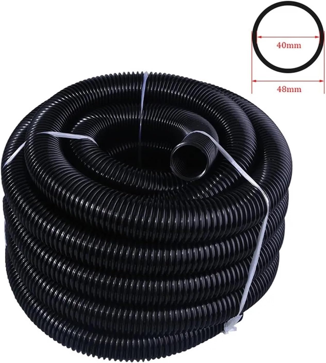 General Vacuum Cleaner Hose Inner 40mm Outer 48mm Bellows Straws Industrial Thread Durable Part Soft Pipe(Black-6m (40mm))