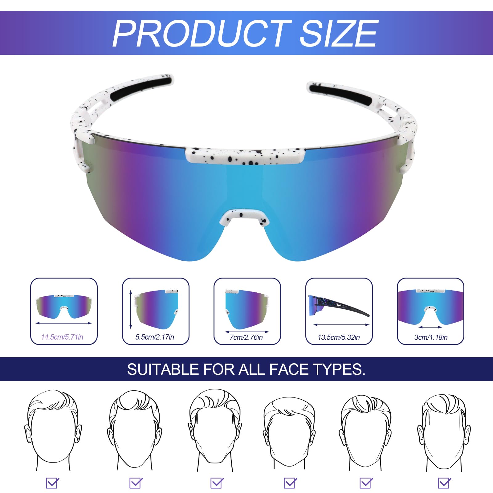 Occhiali Veloci da Ciclismo da Uomo e da Donna, Occhiali Sportivi da Ciclismo, Protezione UV400, Occhiali da Corsa, per Bici da Corsa, Mountain Bike, Golf, Equitazione, Sci, Rave