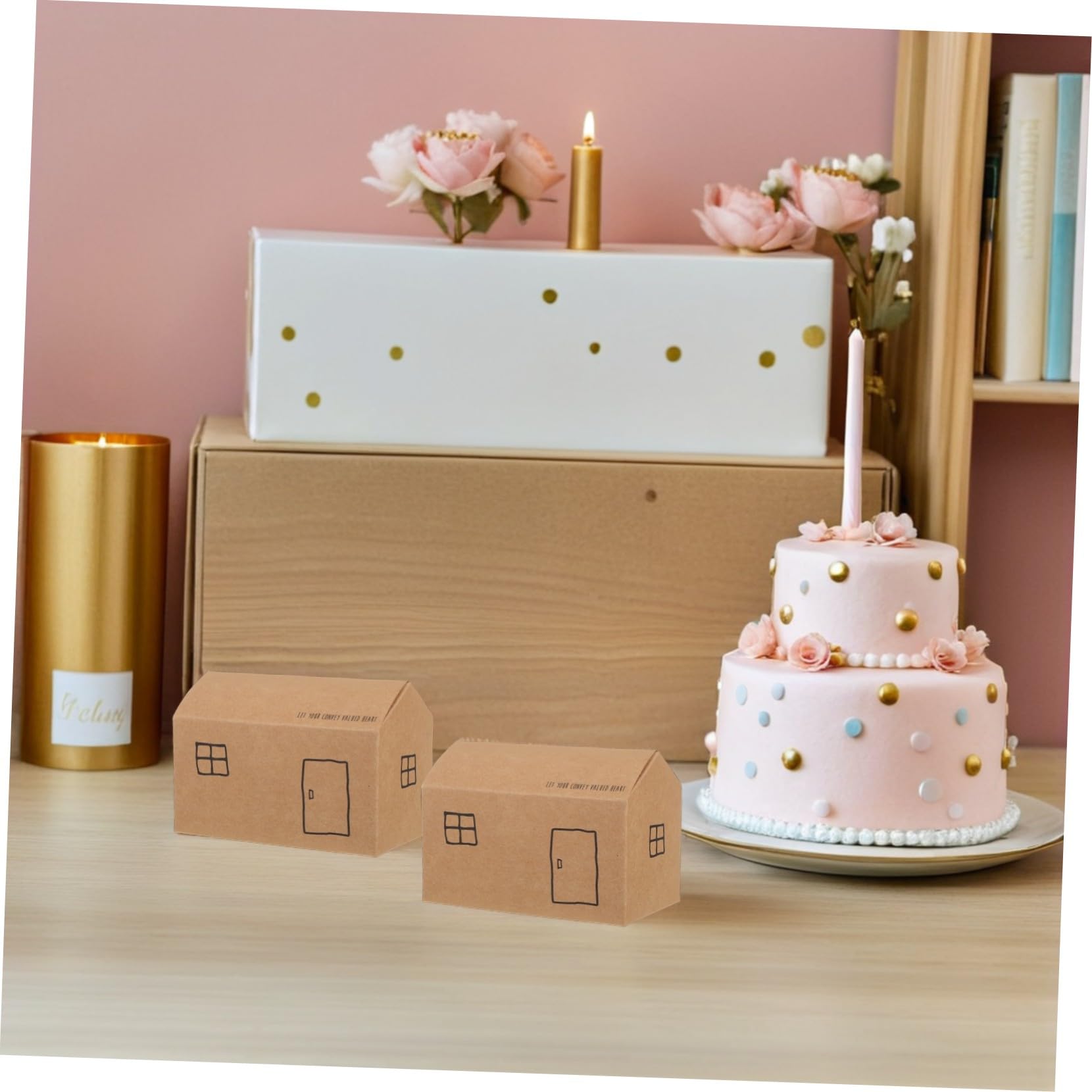 LOORGVEL Lot de 50 Boîtes à Bonbons en Papier Blanc de Maison Pliables, Légères et Élégantes, pour Fêtes D’anniversaire et Événements Décoratifs