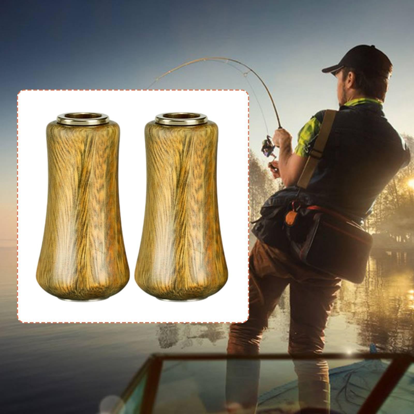 predolo 2 pomos para Carrete Pesca, pomos Madera fácil instalación para Repuesto, empuñaduras para Carrete Pesca para