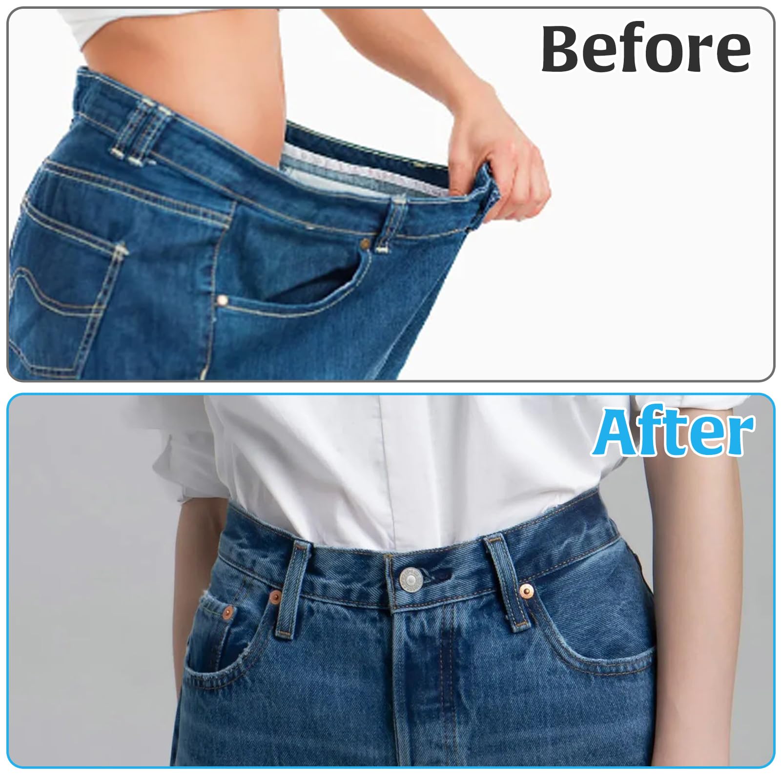 SimpleLife Fascia in Vita maternità Pantaloni in Elastico in Vita Gonna a Cintura Pantaloni Vita con Bottoni di espansione 4 Fori Elastico Regolabile Estensore 5 Colori (1Piece