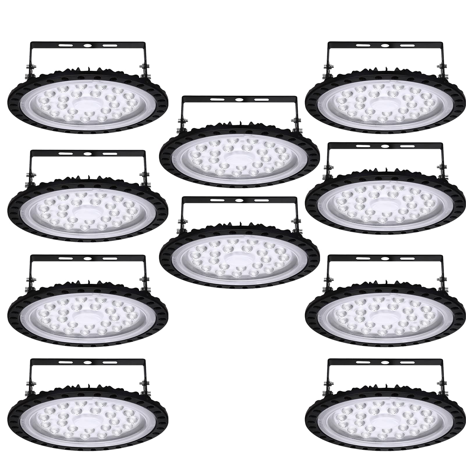 10 Stück LED UFO Industrielampe, 100W Hallenstrahler, 6500K Kaltweiß High Bay Licht, IP67 Wasserdicht Werkstattlampe für Fabrikhallen, Hallenstadion, Werkstätten