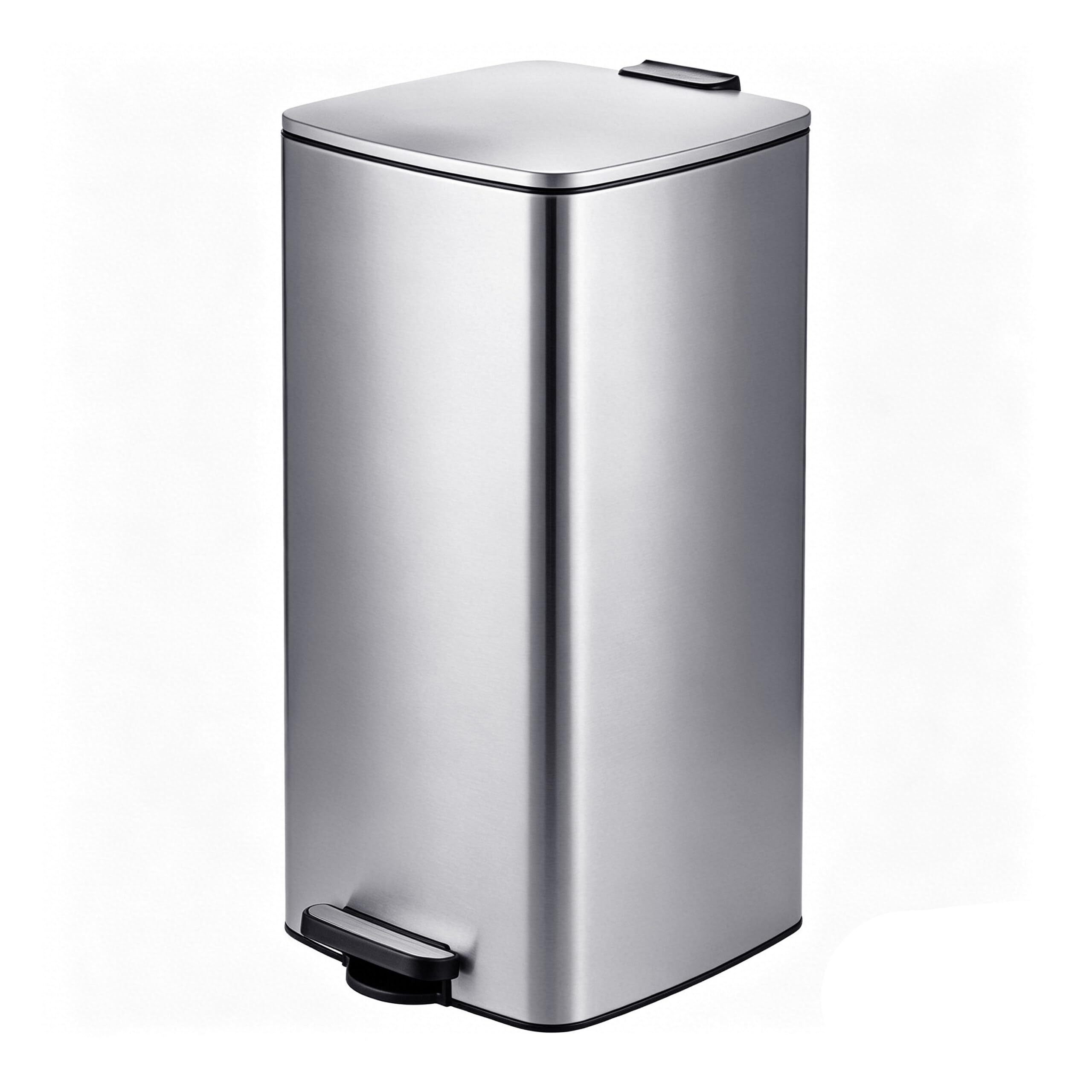 Relaxdays Mülleimer, 60 Liter, Küche, entnehmbarer Inneneimer, silber | Fußpedal, Softclose, Edelstahl, Tretmülleimer