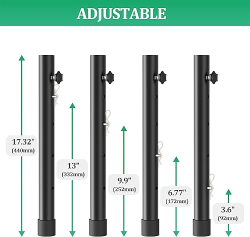 Miniatura 12 de Elevadores de mesa plegables para mesas plegables, patas rectas/dobladas, extensiones de patas de mesa plegables duraderas, 2 niveles/alturas,