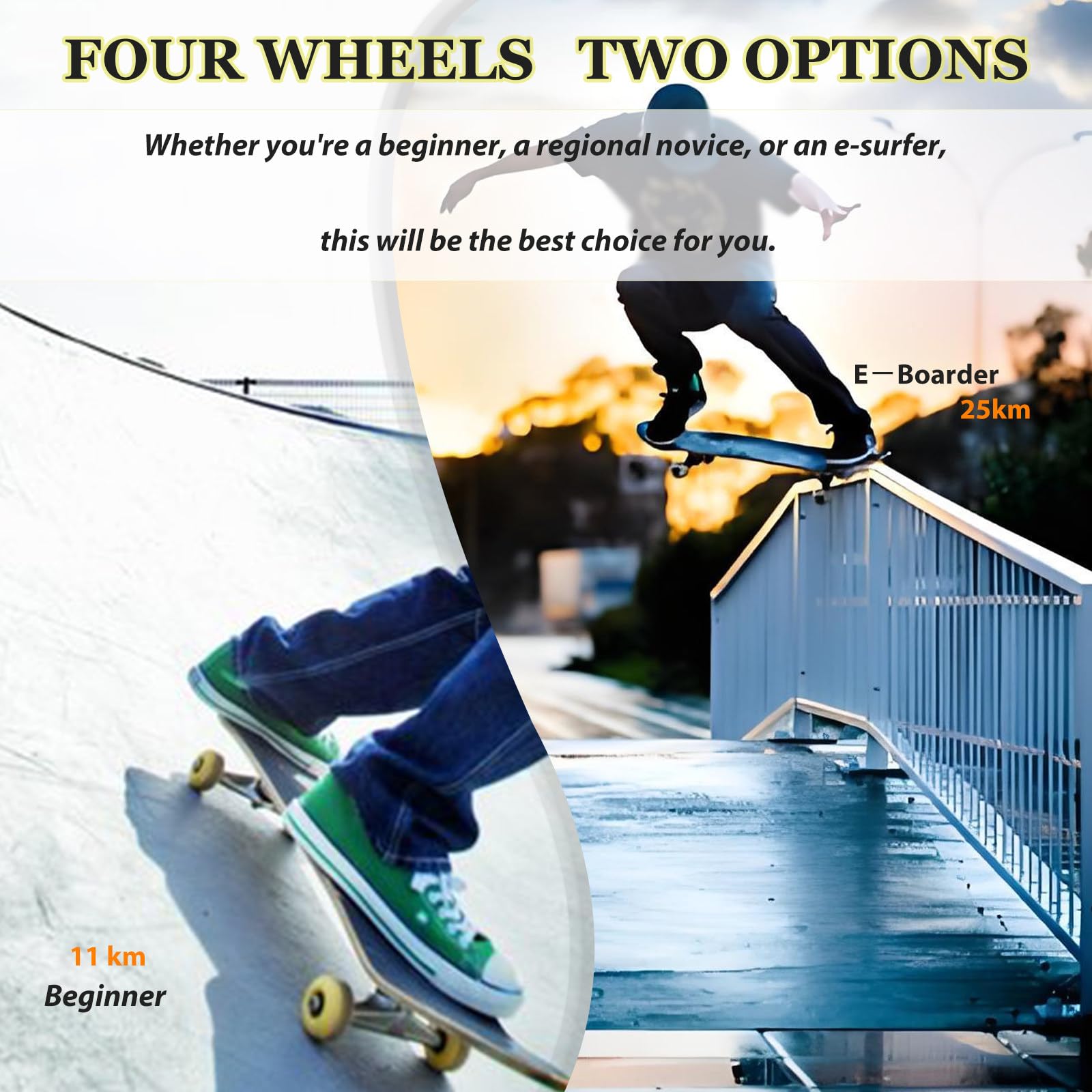 Longboard électrique pour Adultes avec Télécommande, Longboard Urbain Complet, Vitesse Maximale de 25 km/h et Autonomie de 15 km, 4 Vitesses, Compatible avec Les Mountainboards C