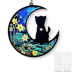 COSOWO Pet Memorial Suncatcher, Loss of Cat & Dog Sympathy Gifts, Hanging Stained Acrylic Light Catcher, Cat & Dog Memorial Ornament for Pet Lovers, Star Pattern