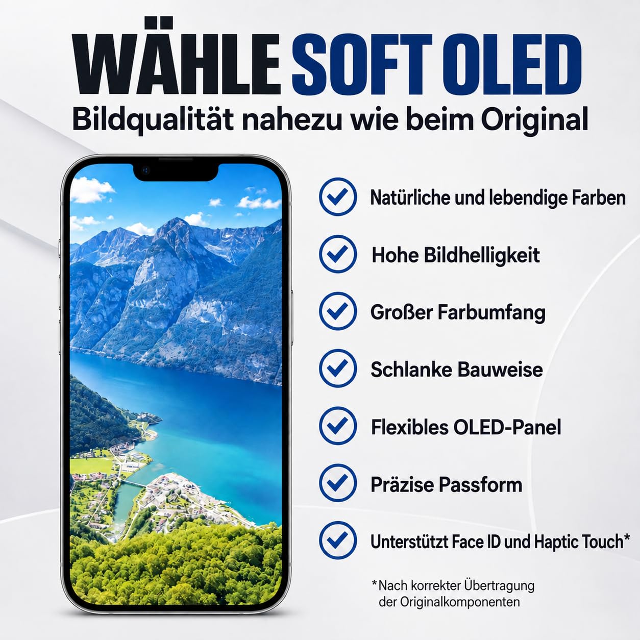 It'Go Soft OLED Display für iPhone 15 Pro A2848, A3101 LCD Bildschirm Ersatz Touchscreen mit Werkzeug Schwarz mit Rahmen Hohe Qualität