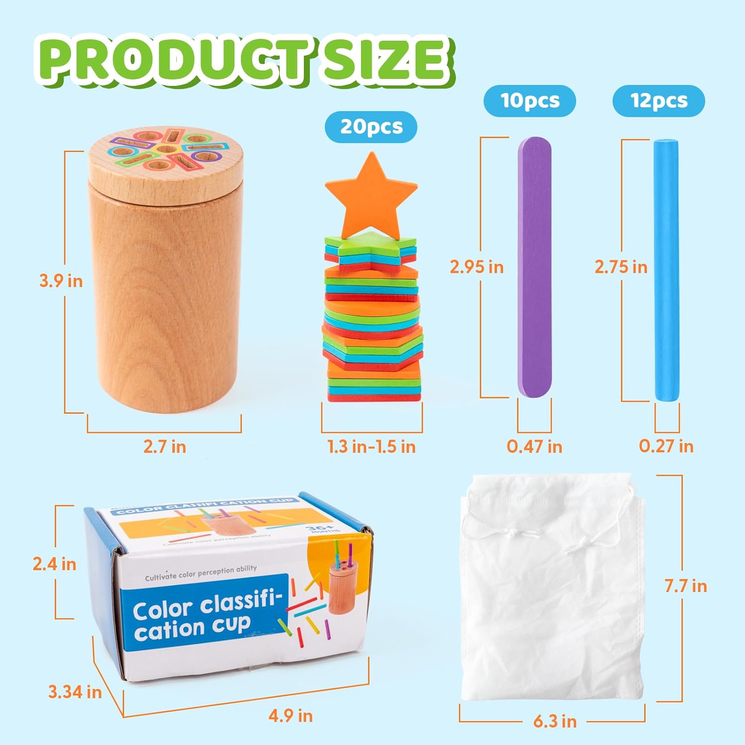 Montessori Wooden Toddler Toys， 3-in-1 Fine Motor Skills Learning Set ，Educational Color Sorting Sensory Toys for 3+ Year ， Teaches Object Permanence & Cause-Effect ，Gifts for Boys & Girls image 2