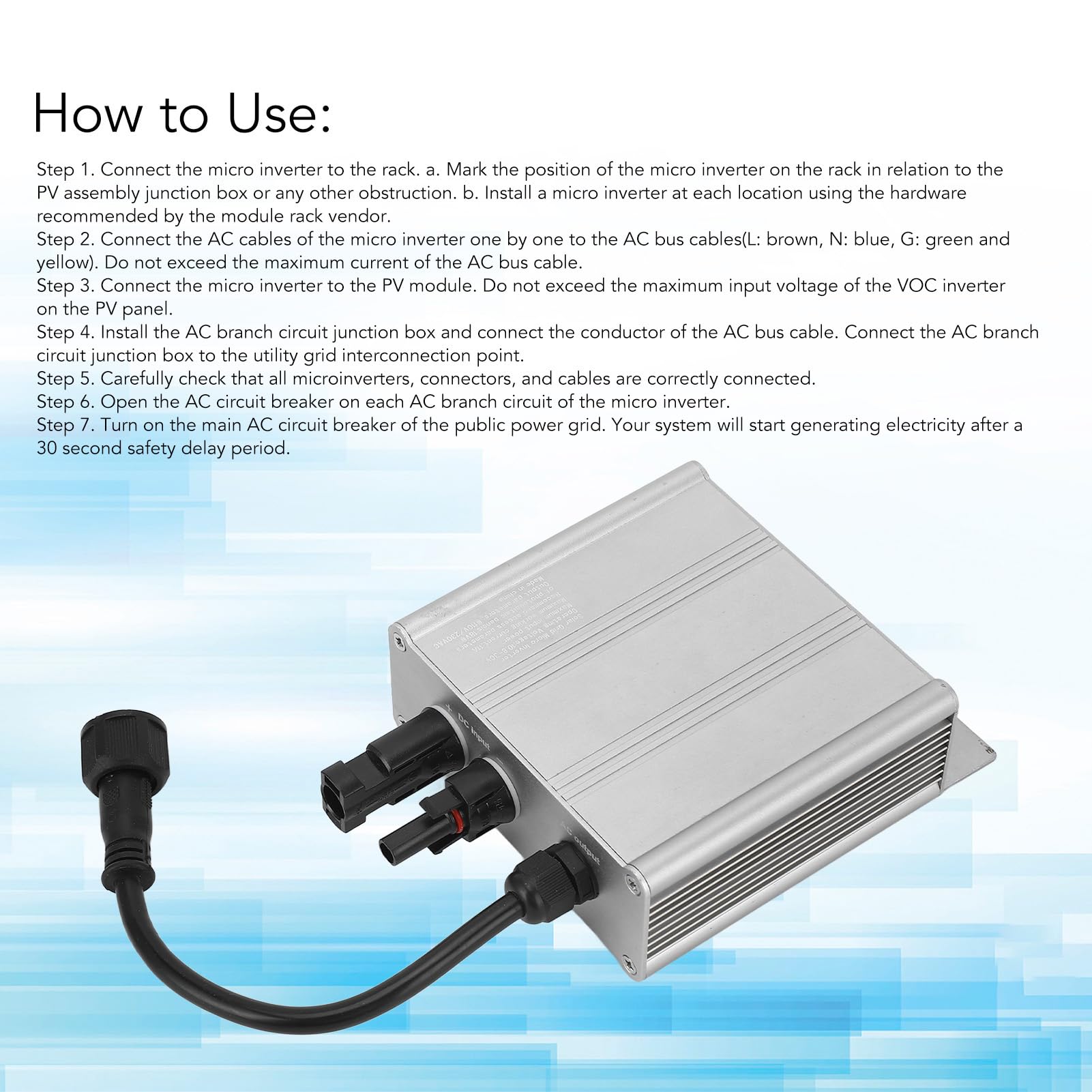 MPPT Réseau Solaire Cravate Micro Onduleur étanche Onduleur à Onde Sinusoïdale Pure Identification Automatique Onduleurs de Puissance 120V AC230V (180W)