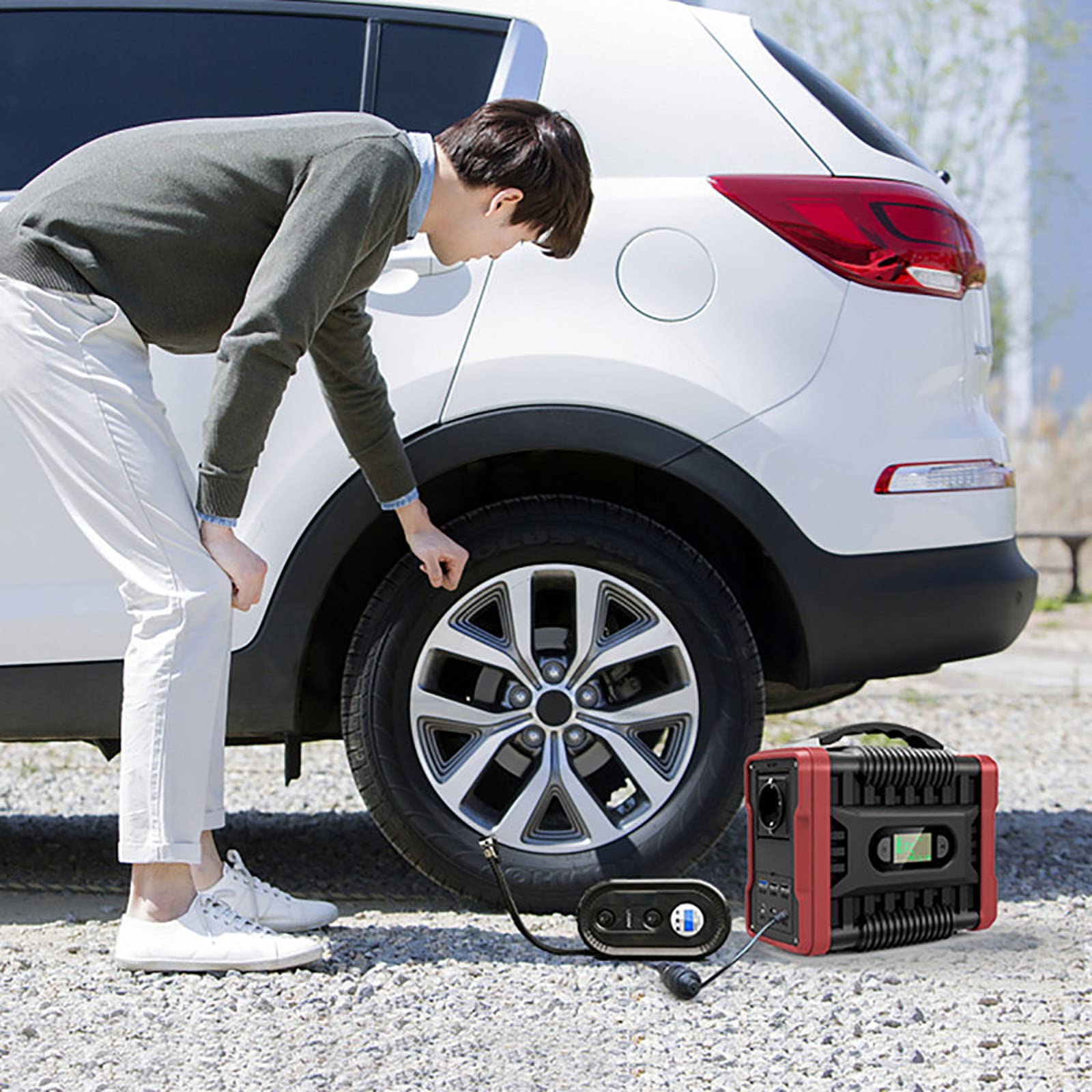 Avviatori di Emergenza per Auto con Batteria da 60000 mAh, generatore Solare da 222 Wh, Alimentatore per Emergenza, Campeggio e Viaggi.