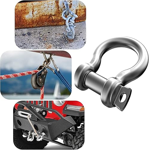 Miniatura 6 de 6 grilletes de acero inoxidable 304 de 38 pulgadas con anillo en D de 0.394 pulgadas para alambre de acero de tracción, 0.394 pulgadas