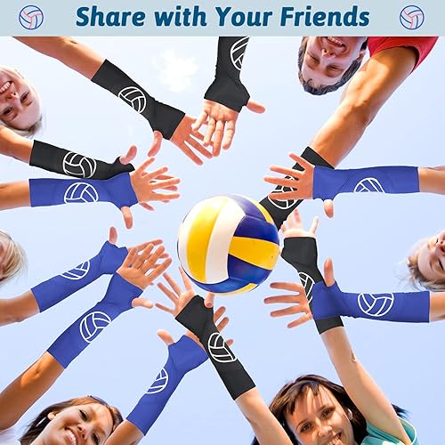 Miniatura 5 de Newcotte 2 pares de mangas de brazo de voleibol, mangas de antebrazo con almohadillas de protección y orificio para el pulgar acolchado, 12 pulgadas